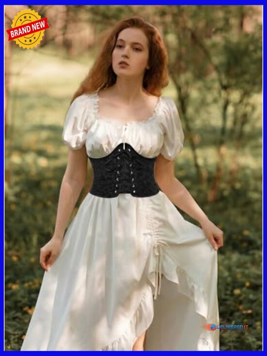 Lace Up Corset Belt Renaissance Floral Wide Waist with Zip Back main image 5